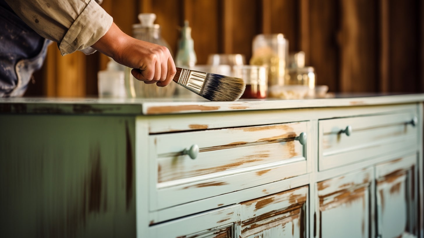 Aplicación de pintura a un mueble, garantizando la preservación de la madera